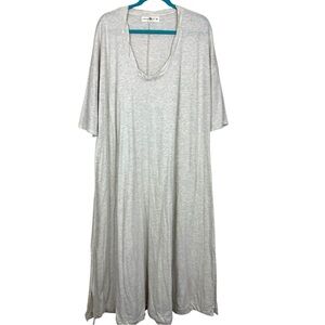 Natural Life Maxi T-Shirt Dress Scoop Neck Heather Gray & Cream Size XL